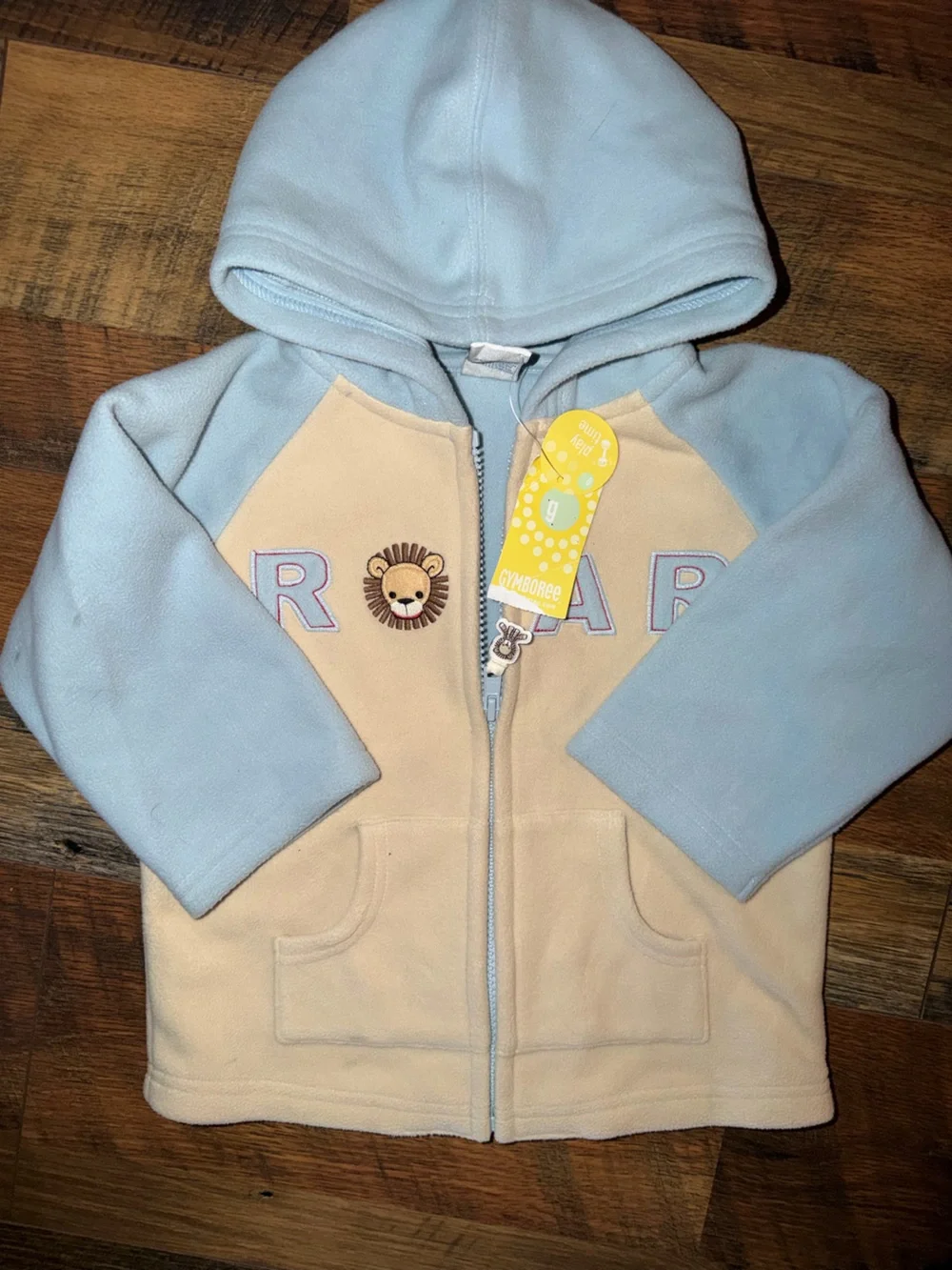 Vintage 2004 Gymboree Light Blue and Cream Lion Zip Hoodie NWT
